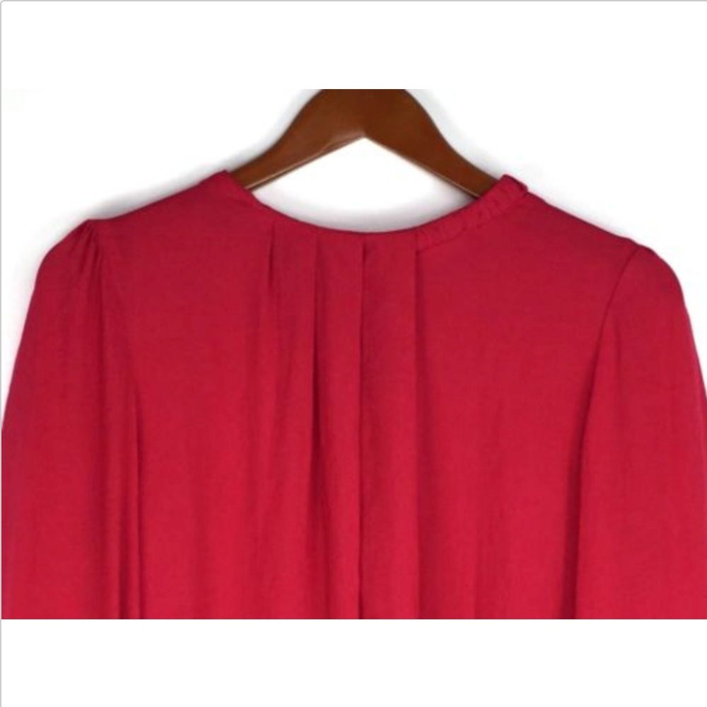 Zara Basic Red Back Button Blouse Top Size Large - image 2